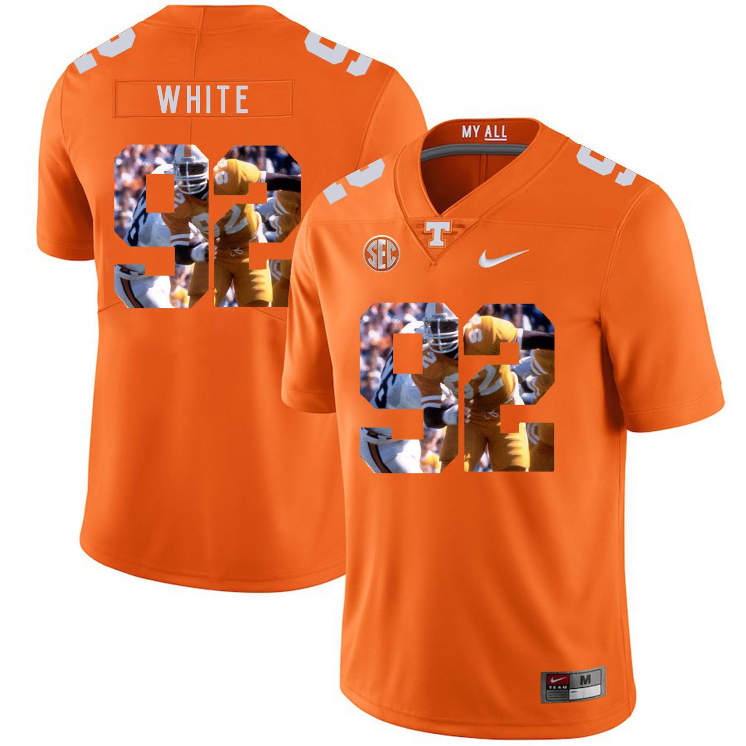 Men Tennessee Volunteers #92 White Orange Fashion Edition Customized NCAA Jerseys